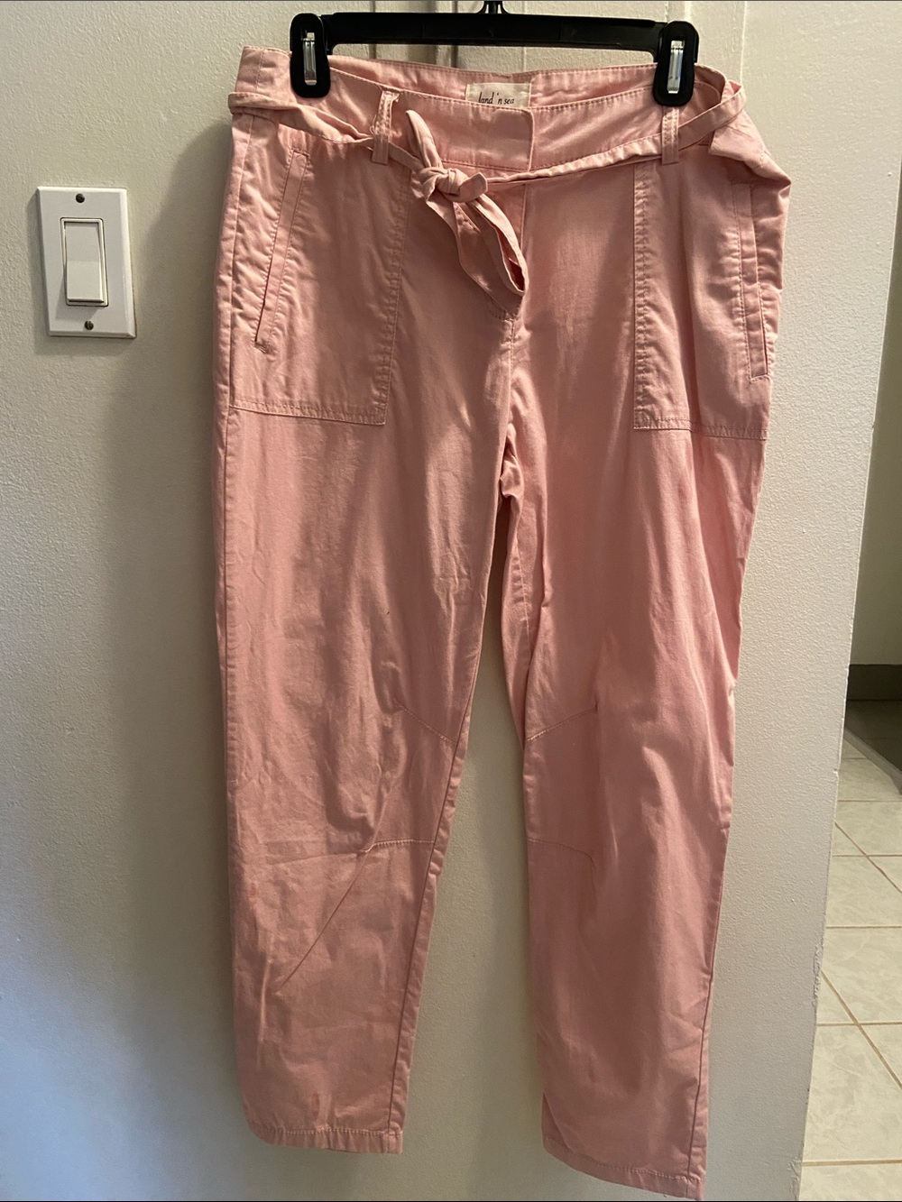 Woven Tie-Waist Pink Utility Pants